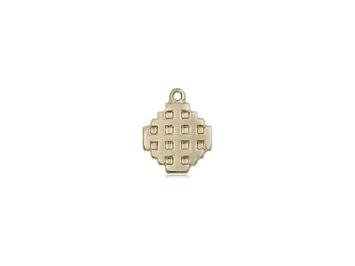 14kt Gold Filled Jerusalem Cross Pendant on a 18 inch Gold Filled Light Curb Chain - Unique Catholic Gifts