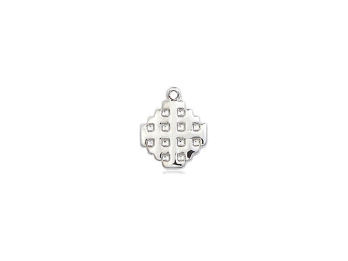 Sterling Silver Jerusalem Cross Pendant on a 18 inch Sterling Silver Light Curb Chain - Unique Catholic Gifts