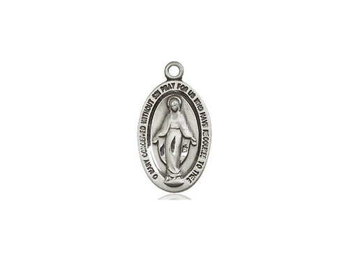 Sterling Silver Miraculous Pendant on a 18 inch Sterling Silver Light Curb Chain - Unique Catholic Gifts