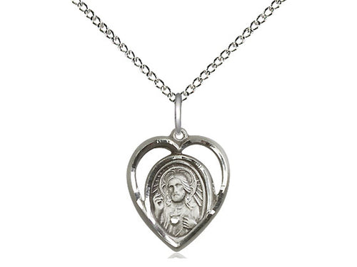 Sterling Silver Scapular Pendant on a 18 inch Sterling Silver Light Curb Chain - Unique Catholic Gifts