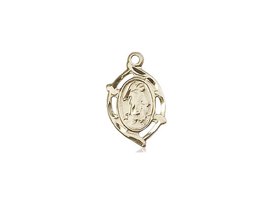 14kt Gold Filled Guardian Angel Pendant on a 18 inch Gold Filled Light Curb Chain - Unique Catholic Gifts