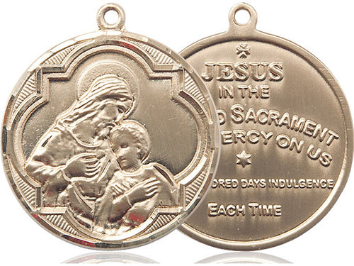 14kt Gold Filled Blessed Sacrament Pendant on a 24 inch Gold Plate Heavy Curb Chain - Unique Catholic Gifts