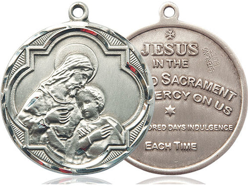 Sterling Silver Blessed Sacrament Pendant on a 24 inch Light Rhodium Heavy Curb Chain - Unique Catholic Gifts