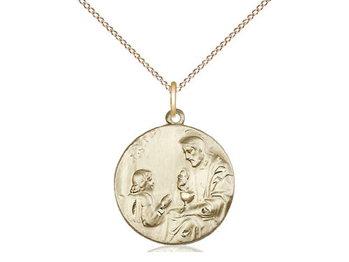 14kt Gold Filled Christ & Child Pendant on a 18 inch Gold Filled Light Curb Chain - Unique Catholic Gifts