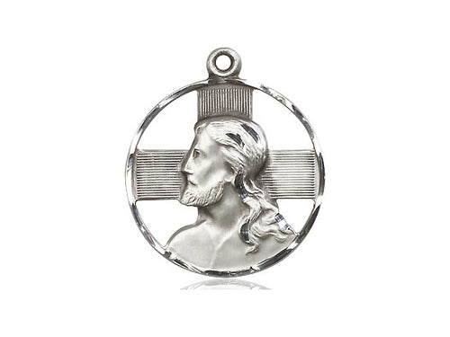 Sterling Silver Head of Christ Pendant on a 18 inch Sterling Silver Light Curb Chain - Unique Catholic Gifts