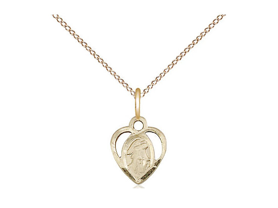 14kt Gold Filled Guardian Angel Pendant on a 18 inch Gold Filled Light Curb Chain - Unique Catholic Gifts