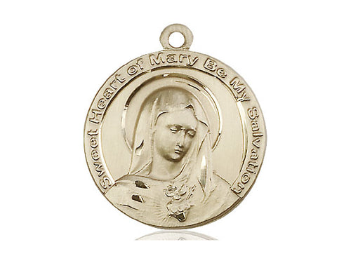 14kt Gold Filled Mary Pendant on a 24 inch Gold Plate Heavy Curb Chain - Unique Catholic Gifts