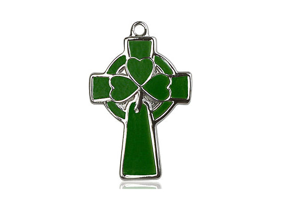 Sterling Silver Celtic Cross Pendant on a 24 inch Light Rhodium Heavy Curb Chain - Unique Catholic Gifts