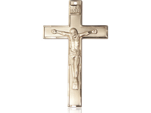 14kt Gold Filled Crucifix Pendant on a 24 inch Gold Plate Heavy Curb Chain - Unique Catholic Gifts