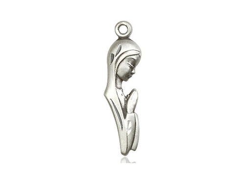 Sterling Silver Madonna Pendant on a 18 inch Sterling Silver Light Curb Chain - Unique Catholic Gifts