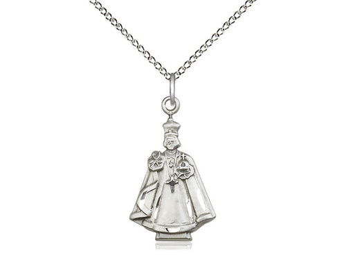 Sterling Silver Infant Figure Pendant on a 18 inch Sterling Silver Light Curb Chain - Unique Catholic Gifts