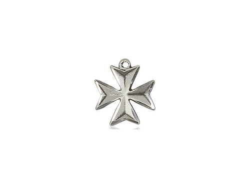 Sterling Silver Maltese Cross Pendant on a 18 inch Sterling Silver Light Curb Chain - Unique Catholic Gifts