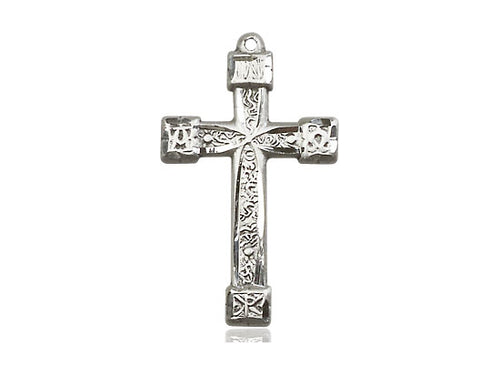 Sterling Silver Cross Pendant on a 18 inch Sterling Silver Light Curb Chain - Unique Catholic Gifts
