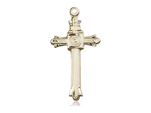 14kt Gold Filled Cross Pendant on a 24 inch Gold Plate Heavy Curb Chain - Unique Catholic Gifts