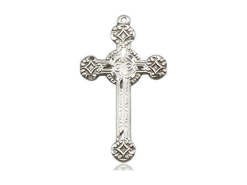 Sterling Silver Cross Pendant on a 18 inch Sterling Silver Light Curb Chain - Unique Catholic Gifts