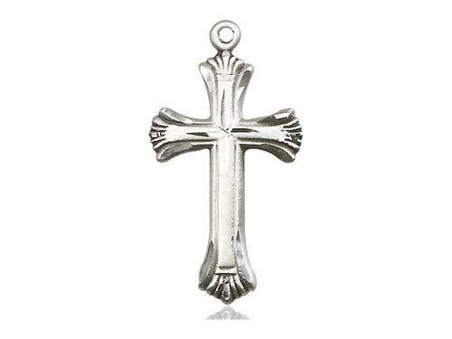 Sterling Silver Cross Pendant on a 18 inch Sterling Silver Light Curb Chain - Unique Catholic Gifts