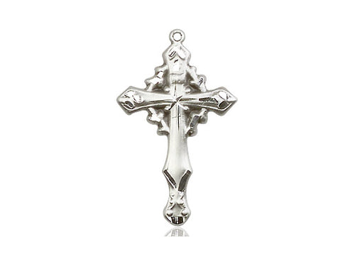 Sterling Silver Cross Pendant on a 18 inch Sterling Silver Light Curb Chain - Unique Catholic Gifts