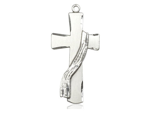Sterling Silver Deacon Cross Pendant on a 18 inch Sterling Silver Light Curb Chain - Unique Catholic Gifts
