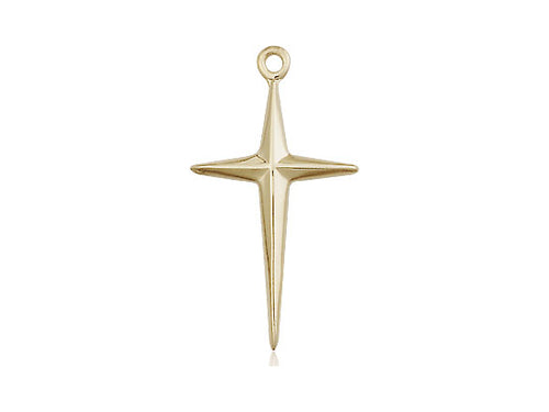 14kt Gold Filled Cross Pendant on a 24 inch Gold Plate Heavy Curb Chain - Unique Catholic Gifts