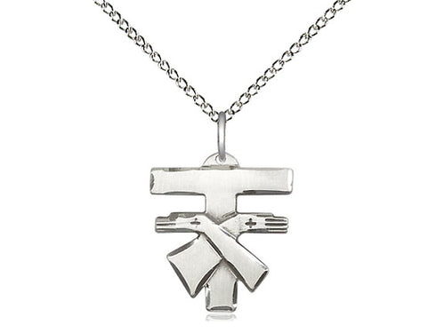 Sterling Silver Franciscan Cross Pendant on a 18 inch Sterling Silver Light Curb Chain - Unique Catholic Gifts