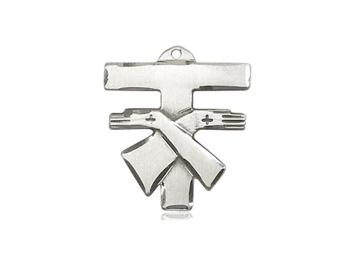 Sterling Silver Franciscan Cross Pendant on a 24 inch Light Rhodium Heavy Curb Chain - Unique Catholic Gifts