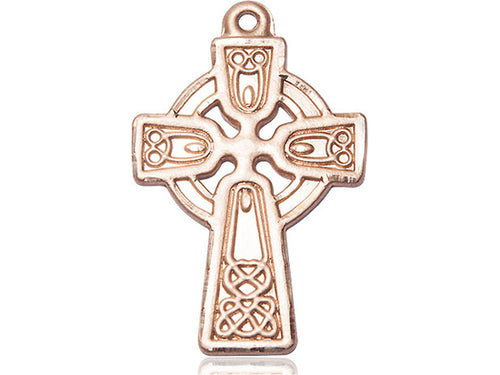14kt Gold Filled Celtic Cross Pendant on a 24 inch Gold Plate Heavy Curb Chain - Unique Catholic Gifts
