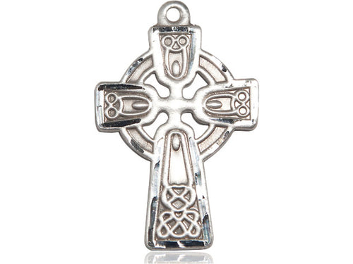 Sterling Silver Celtic Cross Pendant on a 24 inch Light Rhodium Heavy Curb Chain - Unique Catholic Gifts