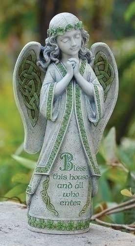 Irish Angel Garden Statue 14.5"H - Unique Catholic Gifts