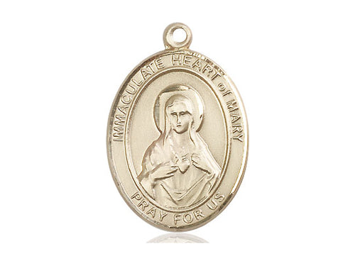 14kt Gold Filled Immaculate Heart of Mary Pendant on a 24 inch Gold Plate Heavy Curb Chain - Unique Catholic Gifts