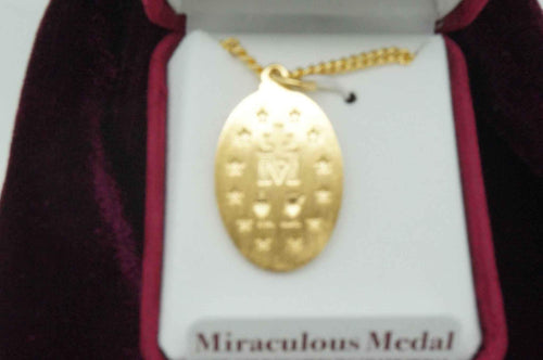 Gold Miraculous Medal 1" with 20" chain and box