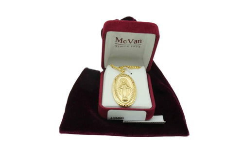 Gold Miraculous Medal with 24"chain and box