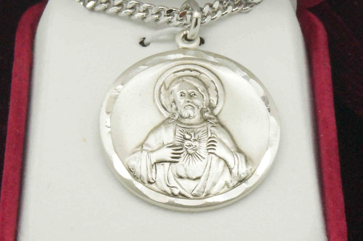Sterling Silver Scapular 1" medal with 24"chain.