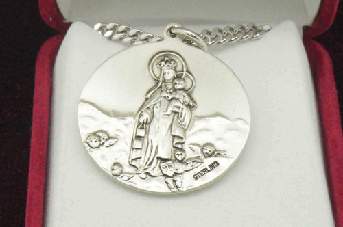 Sterling Silver Scapular 1" medal with 24"chain.