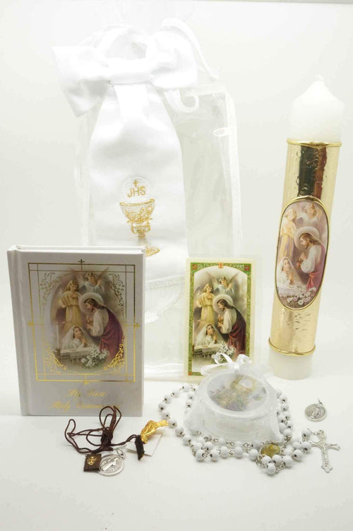 Girls First Communion Gift Set:Arm Band,Golden Candle and 8 other items