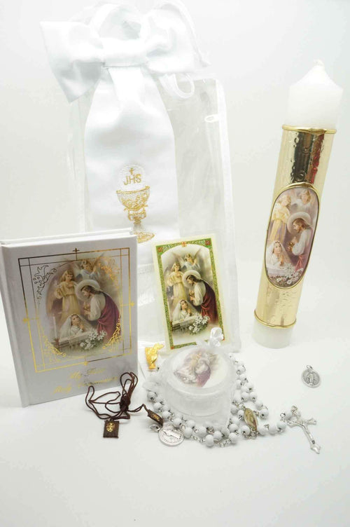 Girls First Communion Gift Set:Arm Band,Golden Candle and 8 other items