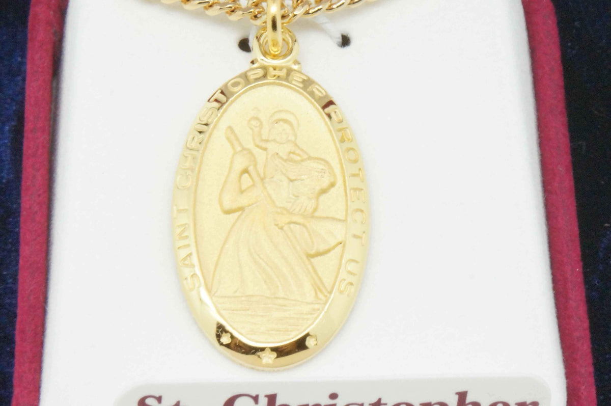 Gold Saint Christopher Medal 1 /8" with 24" chain