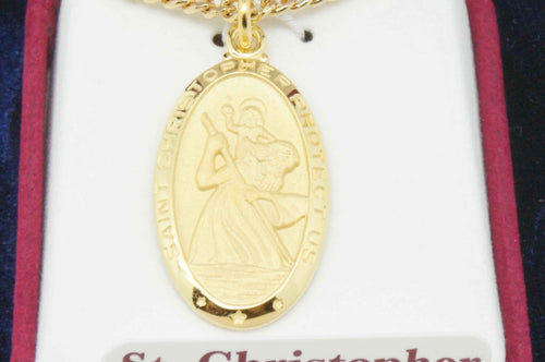 Gold Saint Christopher Medal 1 /8" with 24" chain