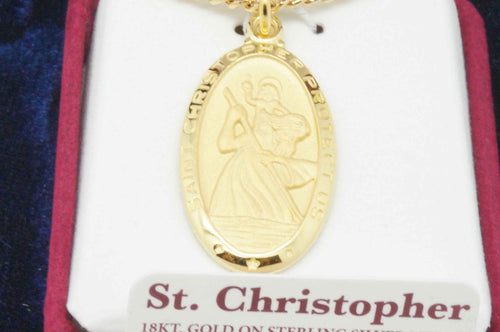 Gold Saint Christopher Medal 1 /8" with 24" chain