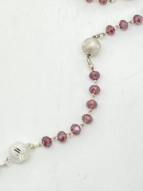 Seven Sorrows Purple Crystal Rosary - Silver - Unique Catholic Gifts
