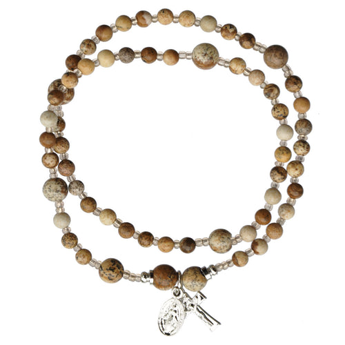 Genuine Jasper Twist Rosary Bracelet (4mm) - Unique Catholic Gifts