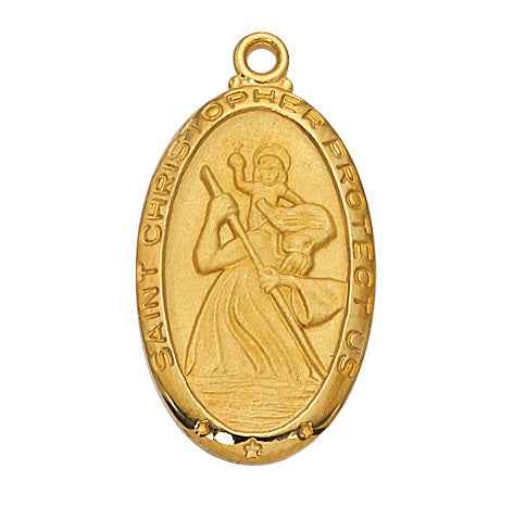 Gold Saint Christopher Medal 1 /8" with 24" chain