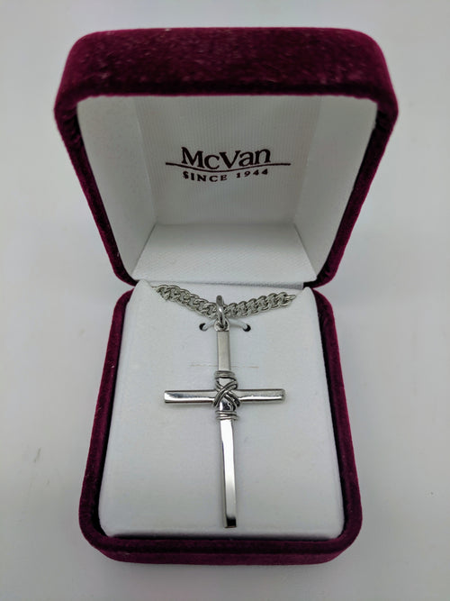 Sterling Silver Cross (1 3/8") on 24" chain - Unique Catholic Gifts