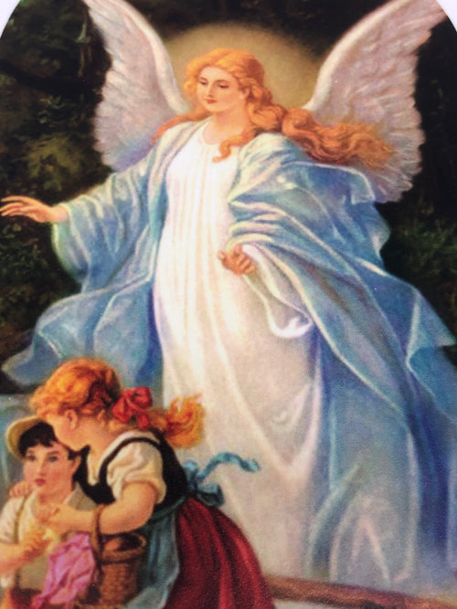 Guardian Angel Wood Wall Plaque (9 1/4") - Unique Catholic Gifts