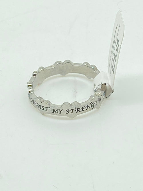 Crown of Hearts Ring "Christ My Strength" - Unique Catholic Gifts