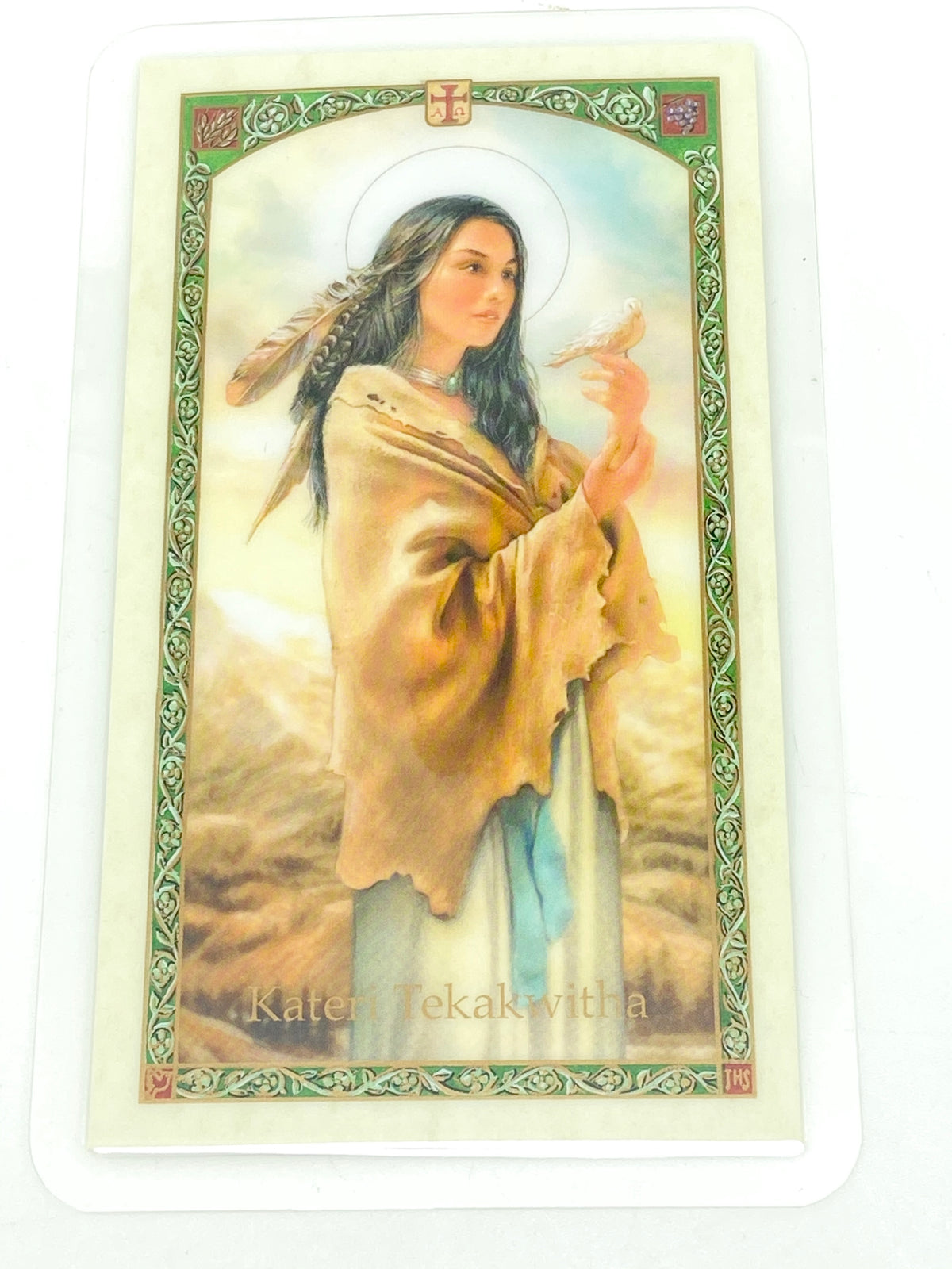 St. Kateri Tekakwitha Laminated Holy Card (Plastic Covered) - Unique Catholic Gifts
