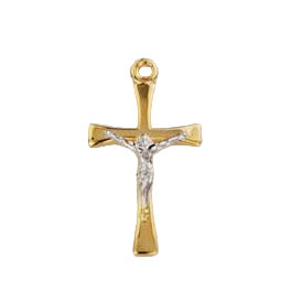 Two-Tone Crucifix (13/16") on 18" chain - Unique Catholic Gifts