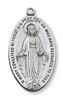 Silver Miraculous Medal 1 3/8" with 24" chain and box