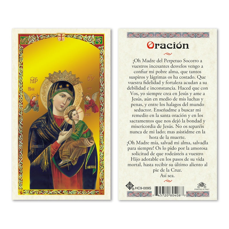 La Madre del Perpetuo SocorroTarjeta Sagrada laminada (Cubierta de Plástico) - Unique Catholic Gifts