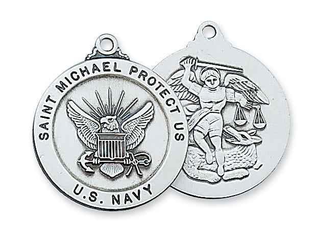 Silver:US Navy and Saint Michael Medal with Chain
