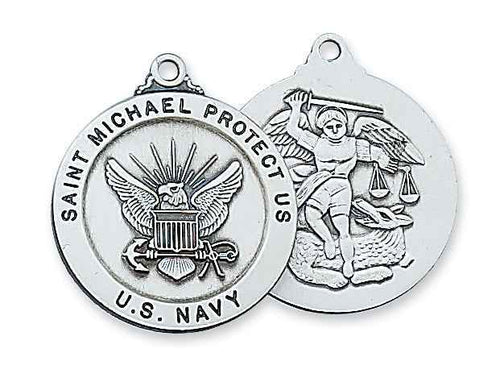 Silver:US Navy and Saint Michael Medal with Chain
